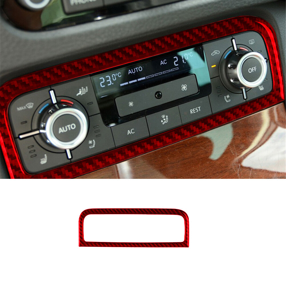 Red Carbon Fiber Air Conditioner Switch Trim Cover for VW Touareg 2011-2018