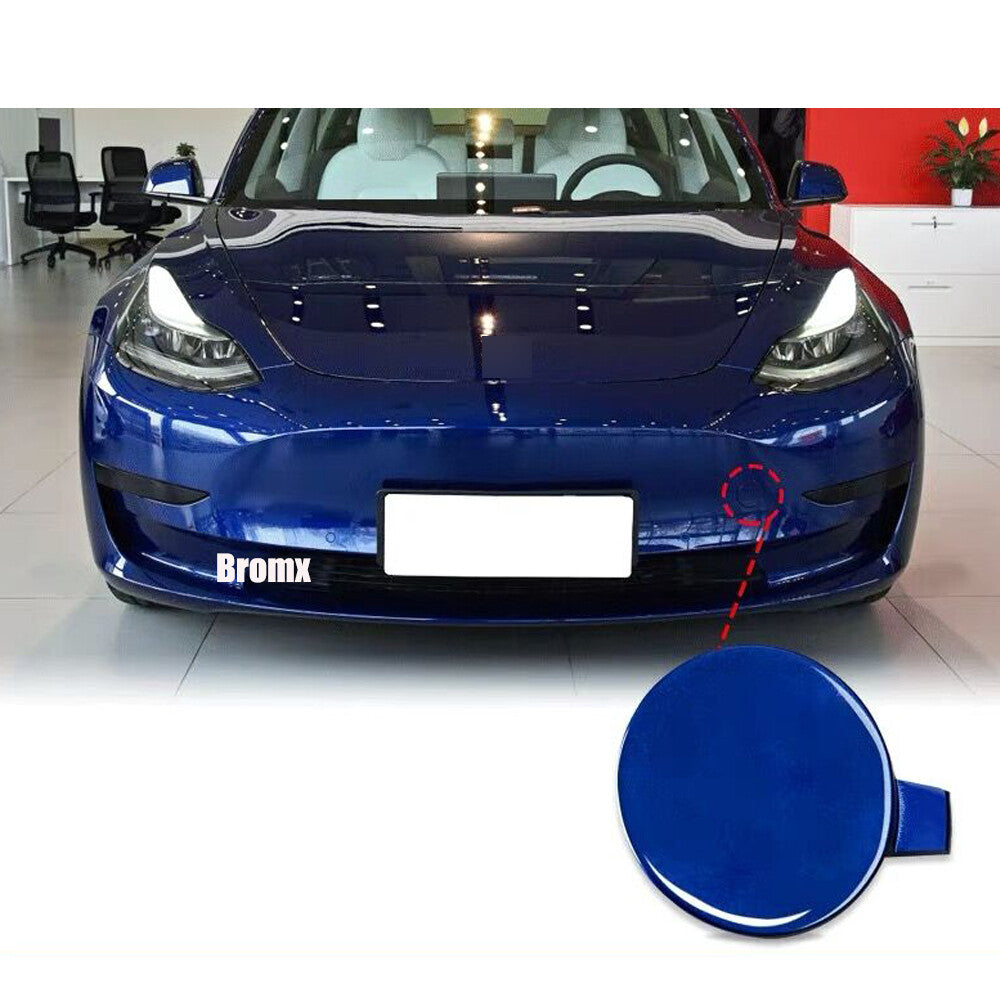 Front Bumper Tow Trailer Eye Cap Tow Hook Cover for Tesla Model 3 2017-2022 BLUE
