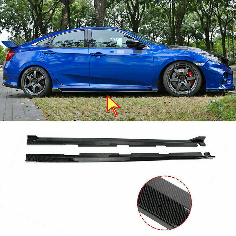 for Honda for Civic 2016-2021 Carbon ABS Side Skirt spoiler Extension Body Kit Refit