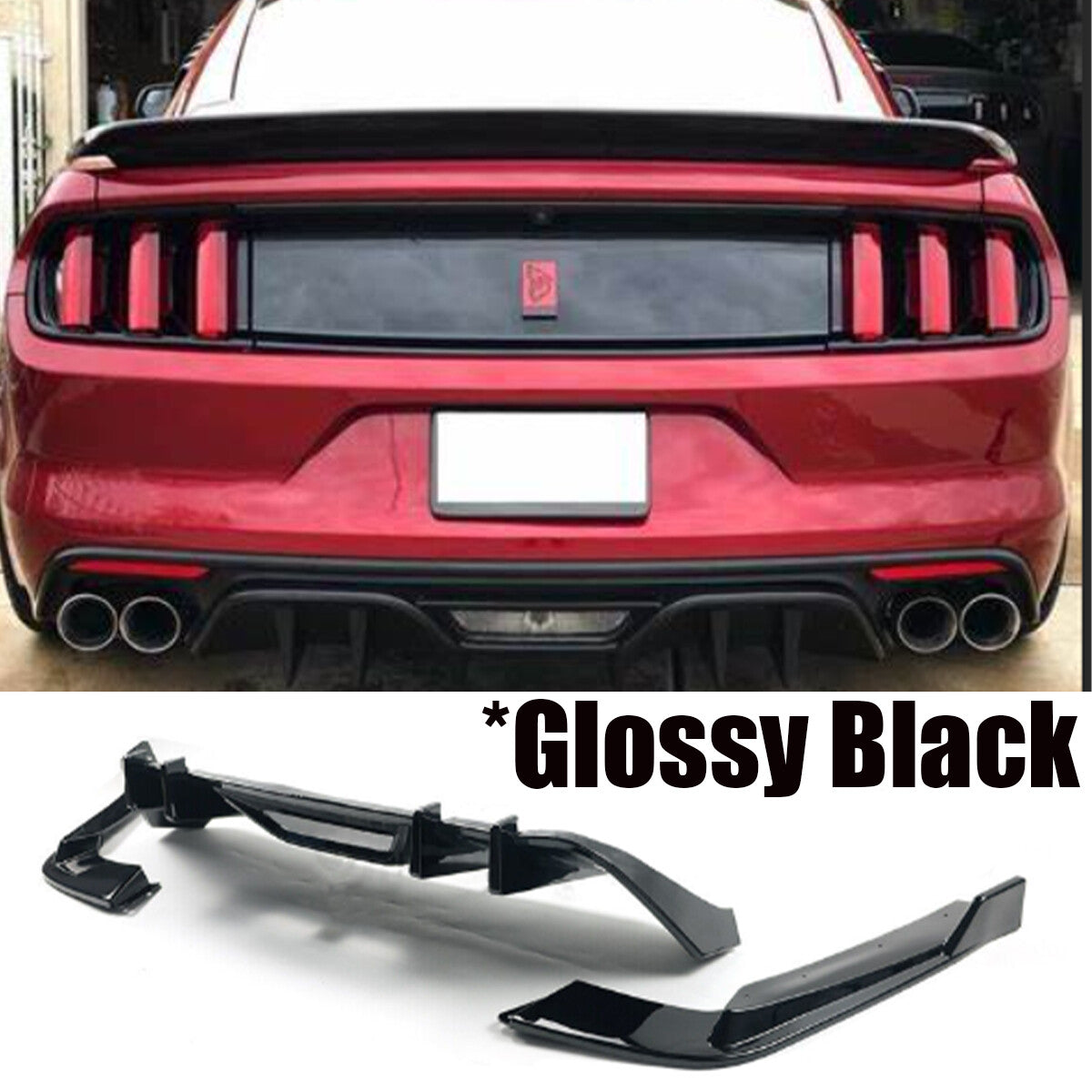 Rear Bumper Diffuser + Apron Spats Splitter for Ford for Mustang 2015-2017 HN Style