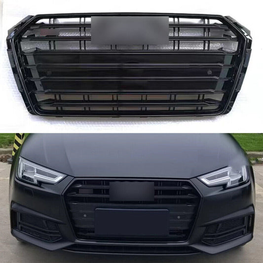 Front Bumper Grill Mesh W/PDC Grille Fit for Audi A4 S4 2017 2018 2019 All Black