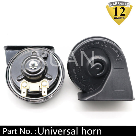 1-to-12 volt waterproof, 105 dB loud horn, universal for motorcycles, bicycles, cars, electric horns, and all-terrain vehicles.