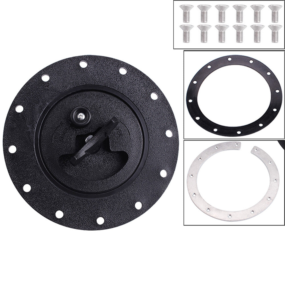 New Black Replacement Fuel Cell Gas Tank Filler Cap with Filler Plate + Fittings