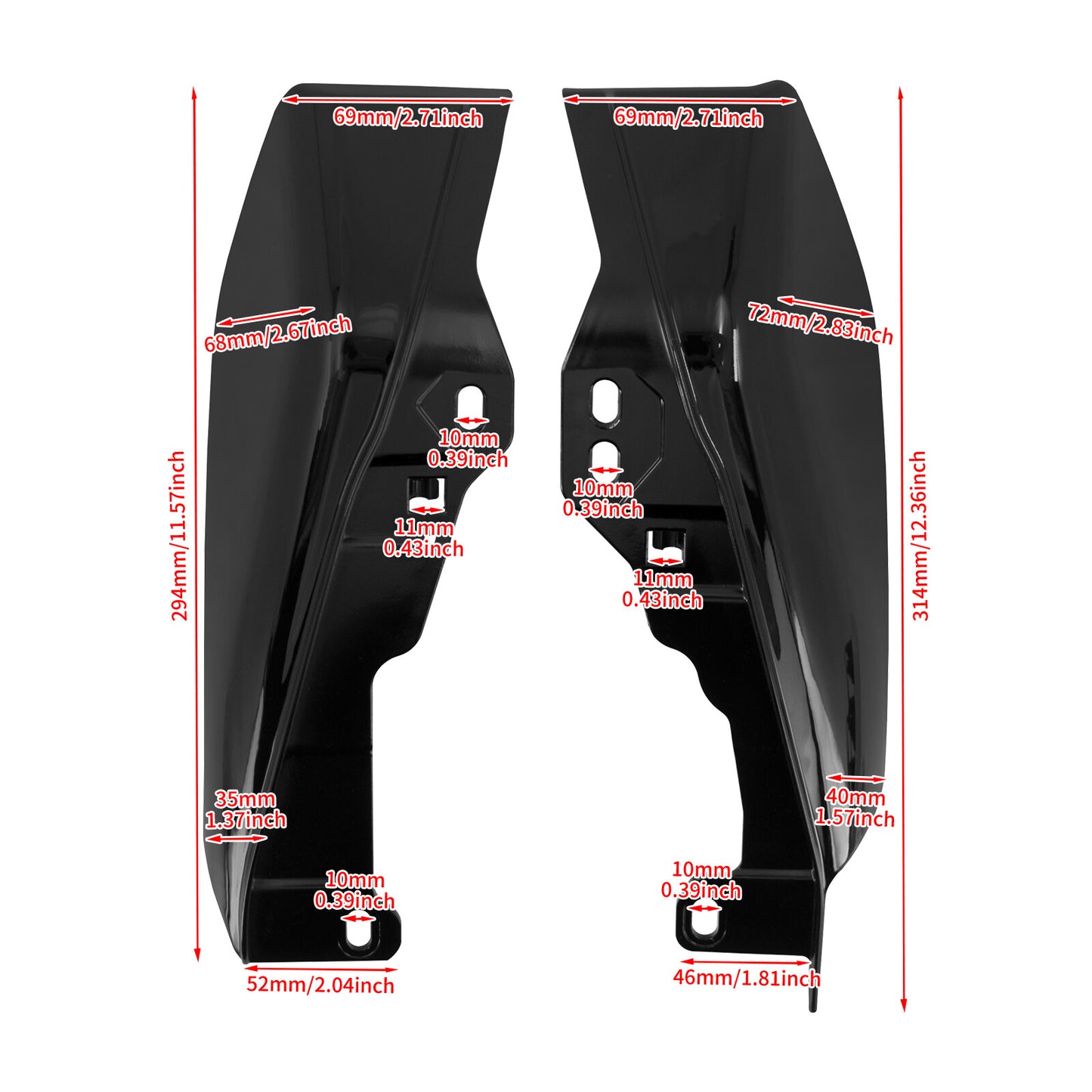 Black Mid-Frame Air Heat Deflectors for Harley Touring Electra Road Glide 17-23