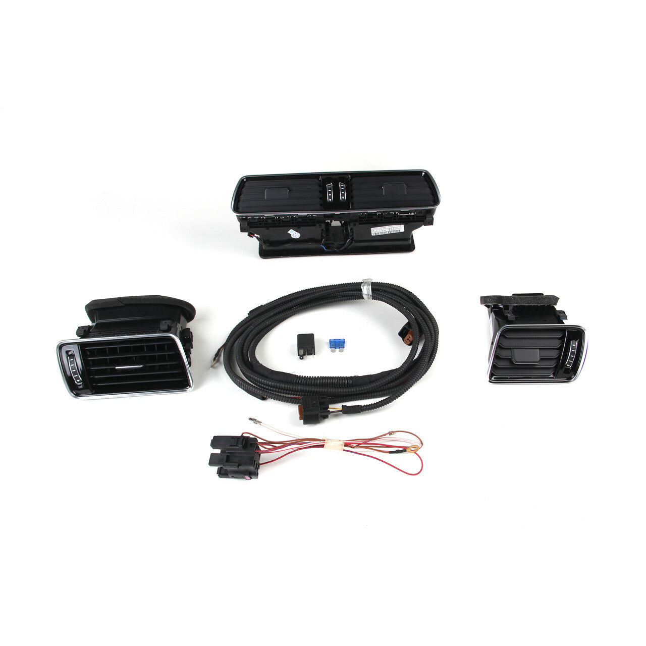1Set Black Chrome Piano Paint Instrument Panel Socket Ventilation Kit for VW CC