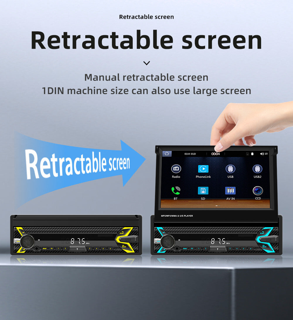 Single 1Din 7in Touch Screen Stereo Bluetooth Radio Car For Apple Carplay Player