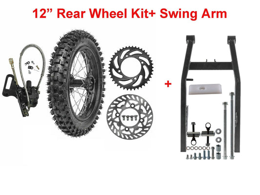 12-inch rear wheel swingarm kit, 80/100-12 tires, rim grooves, bicycle SSR 110cc 125cc CRF70