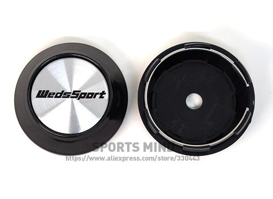 4x68mm Weds Sport logo badge wheel center cap hubcap badge silver TE37 edge