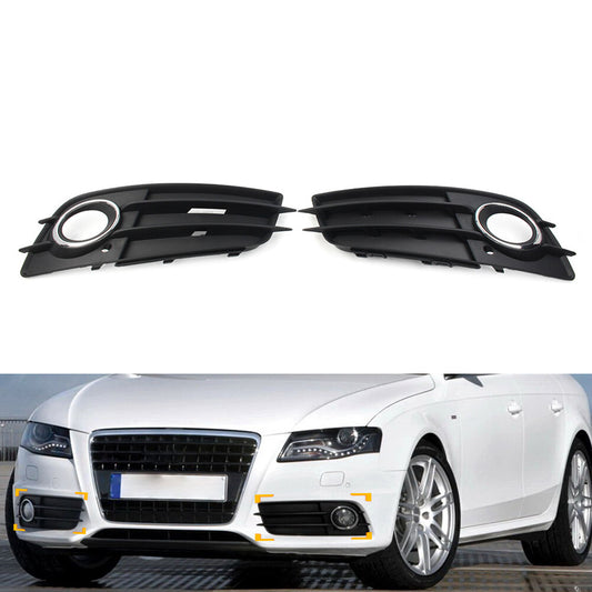 1 Pair Front Bumper Fog Light Grille Cover for Audi A4 B8 S4 2008-2012