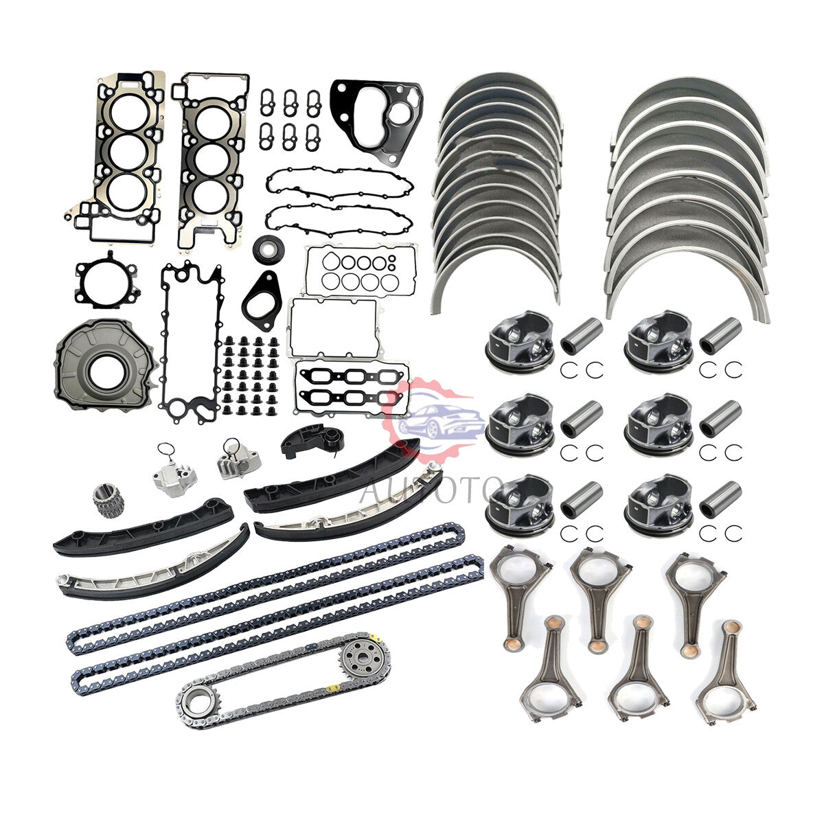AJ126 3.0L Engine Rebuild Overhaul Kit - Connecting Rod Piston Rings for Jaguar
