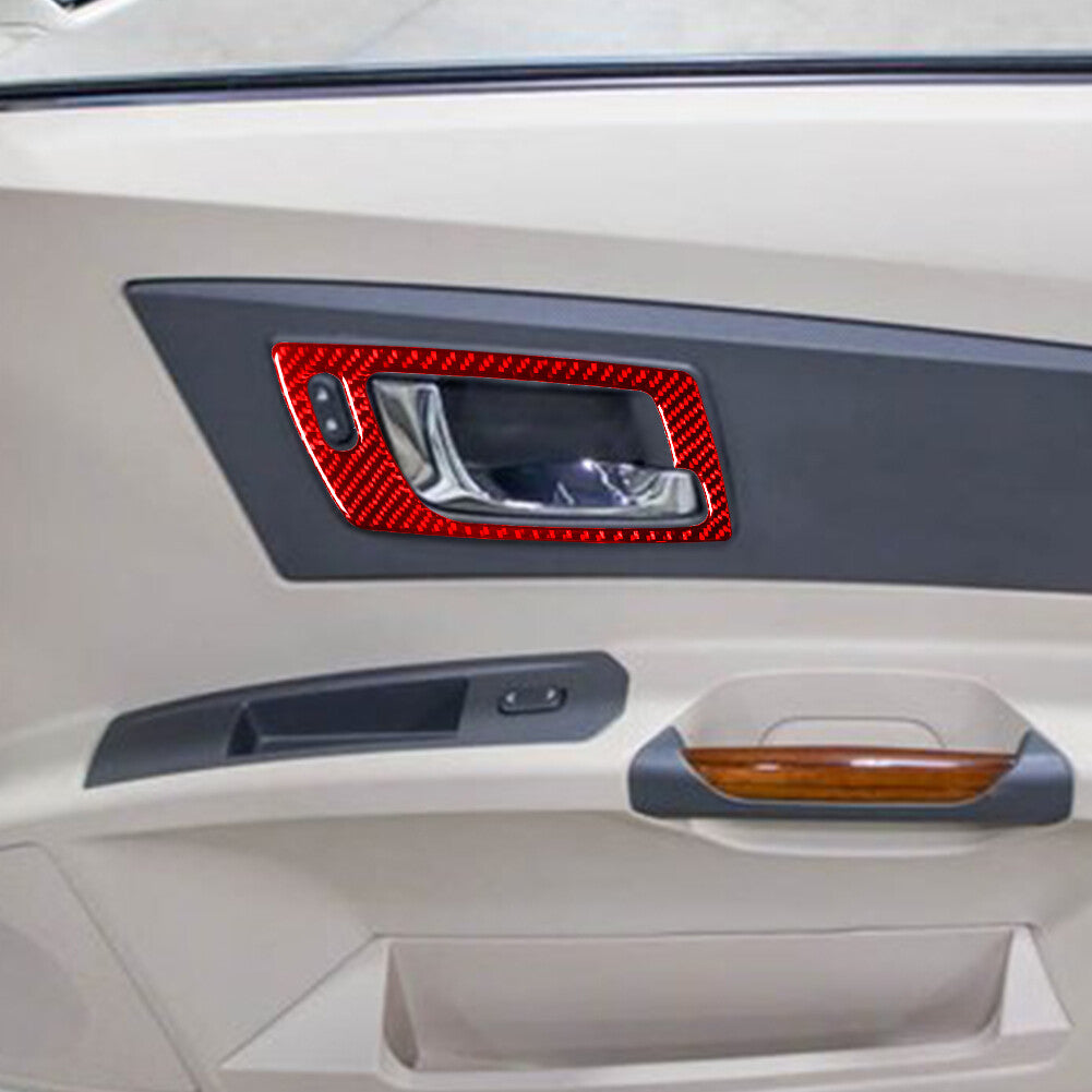 Red Interior Front Door Handle Carbon Fiber Cover Trim for Cadillac CTS 2003-07