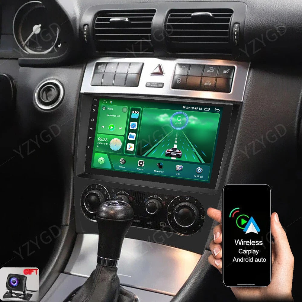 for Mercedes for Benz C-Class W203 2004-2007 Car Stereo Radio CarPlay Android 14 GPS
