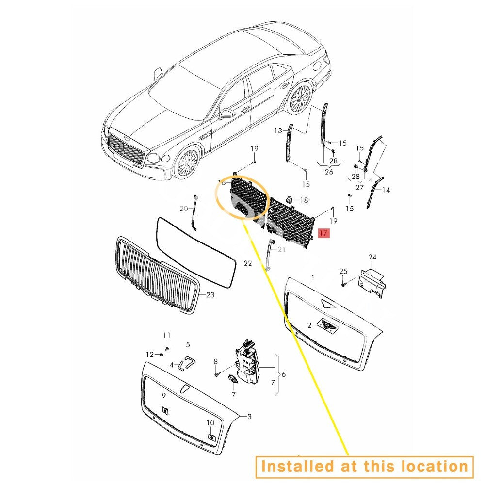 for Bentley New Flying 20-22 Spur front bumper grille right : 3SE853684A