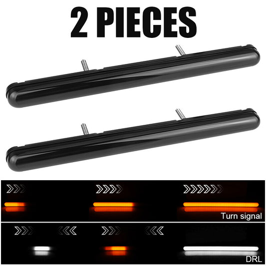 2X LED 9 Truck Flowing Turn Signal Rear Tail DRL Light Bar Strip White+Yellow