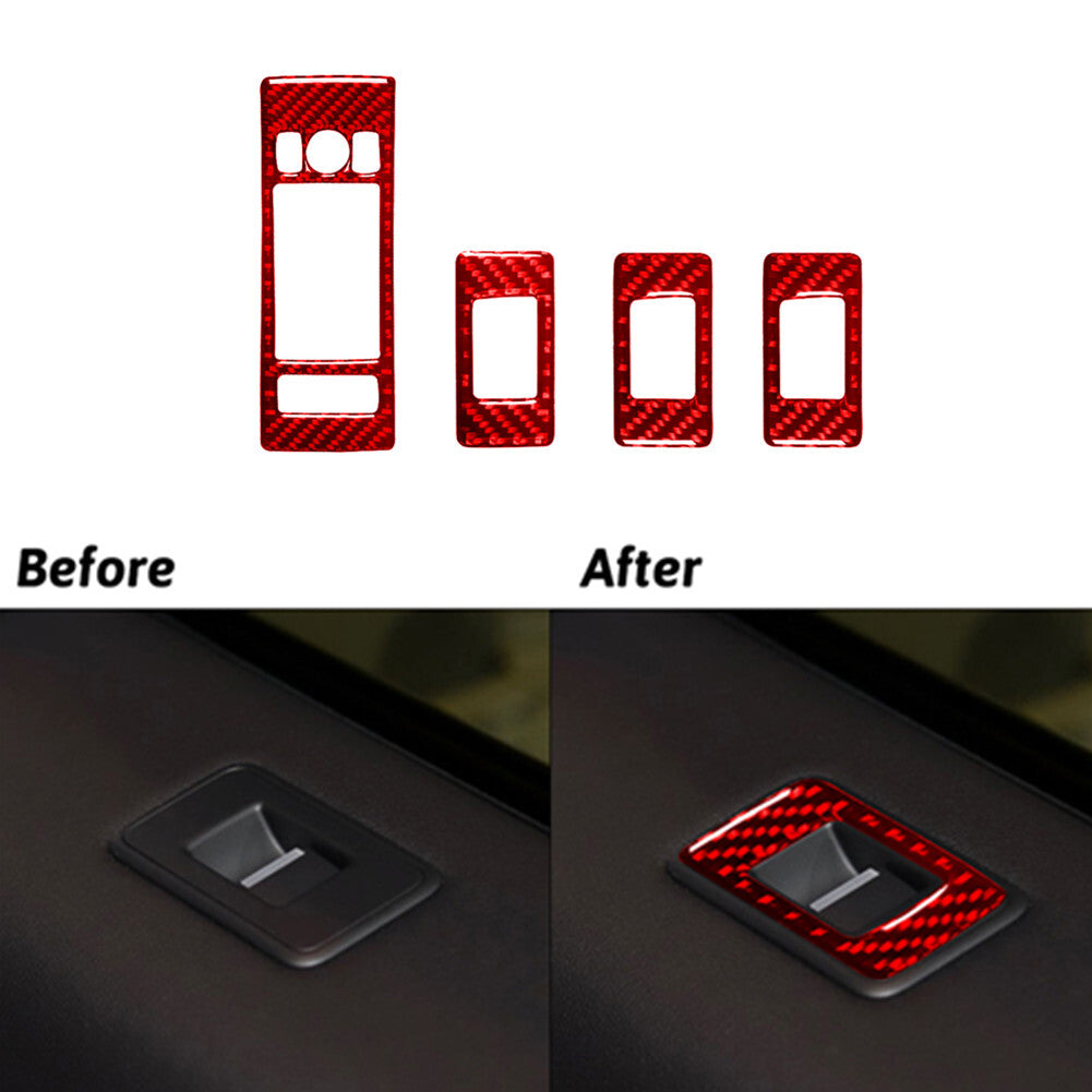 4X Red Carbon Fibre Window Regulator Trim For Land for Range Rover Sport 14-17