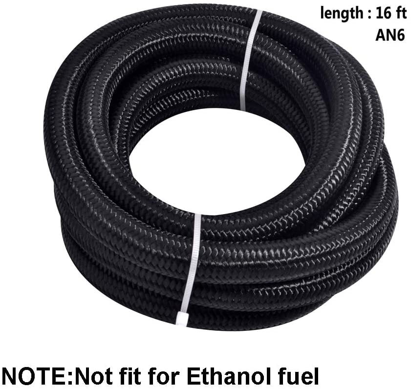 Stainless steel nylon braided oil fuel rotary hose, 20 feet + AN6 hose fitting