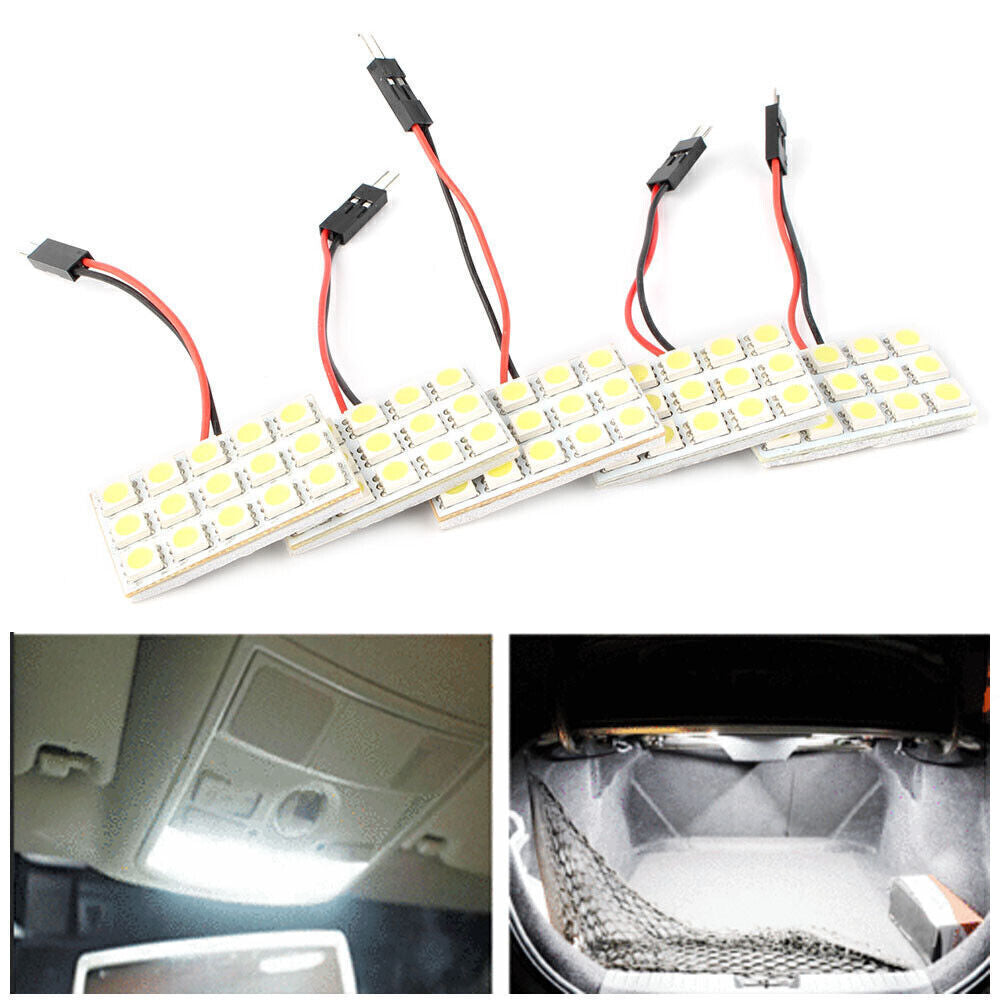 5050 15SMD Xenon Panel LED Interior Light Bulb T10 BA9S Adapters White 5PCs Car