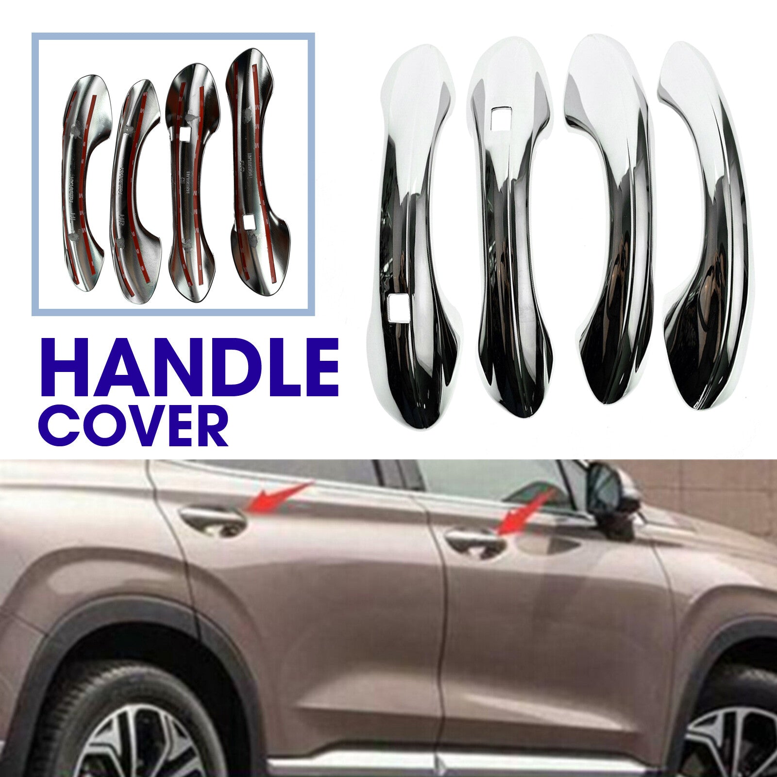 4x FIT for Hyundai Santa Fe 2019 2020 2021 ABS Chrome Door handle cover trim AT
