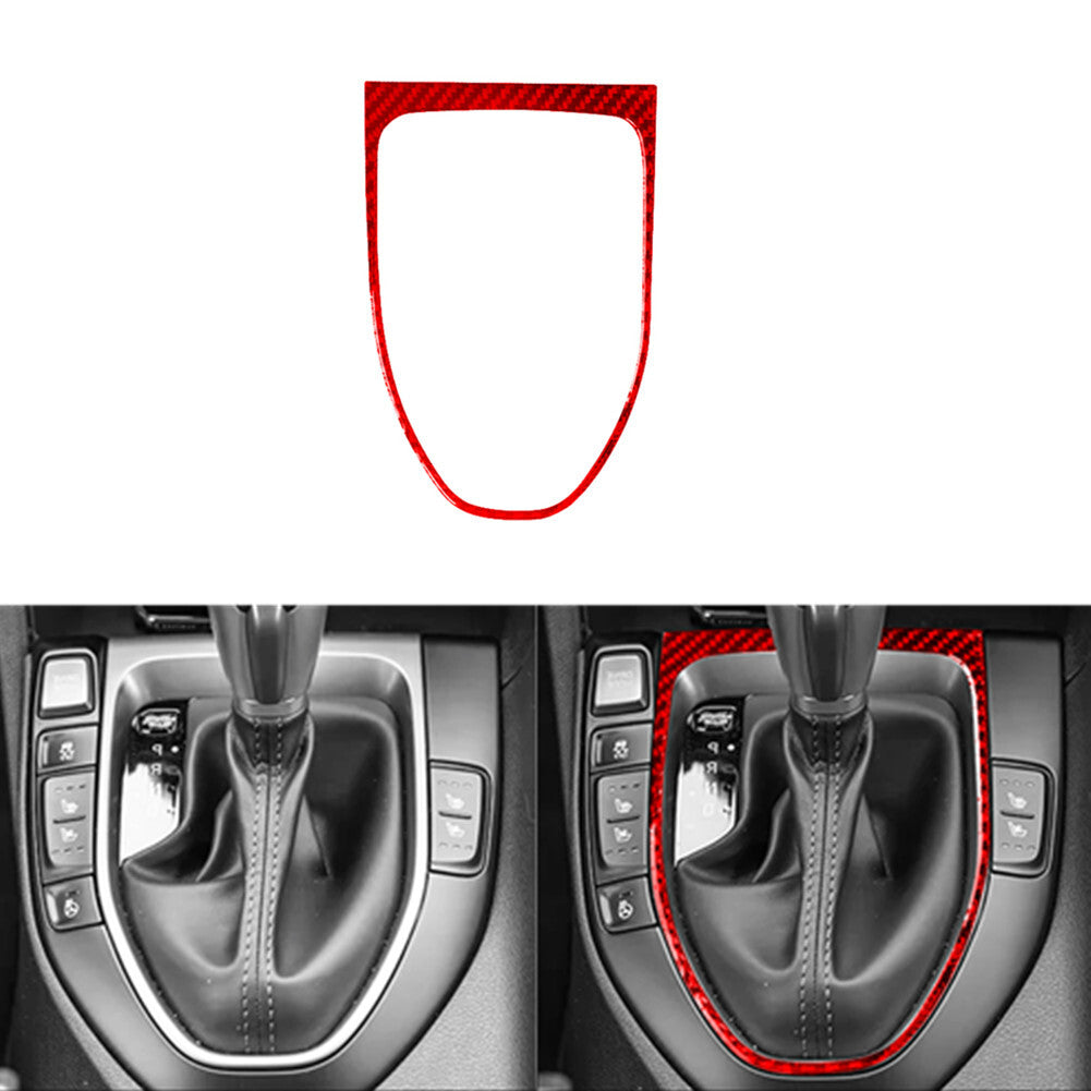 Red carbon fiber gear shift frame trim cover for the for Hyundai for Veloster JS 2019 - 2022