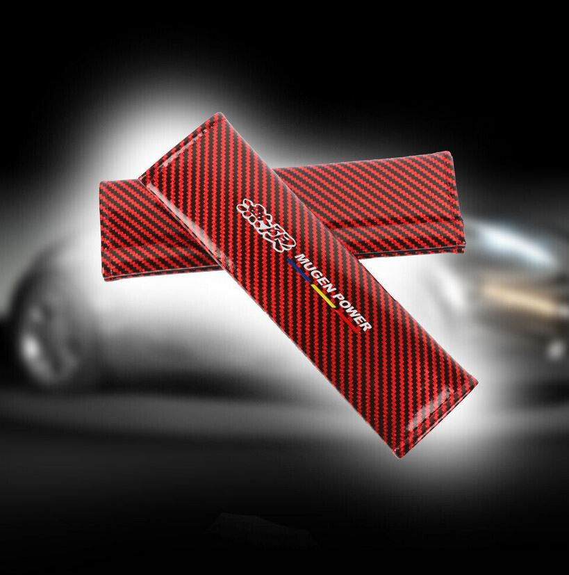 Car seatbelt cover, shoulder strap pad, red carbon Mugen, suitable for Honda for Acura .