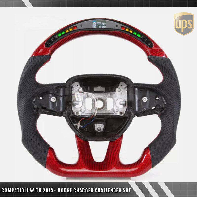Carbon Fiber LED Steering Wheel w/o Heated for 15+ for Dodge Charger for Challenger SRT