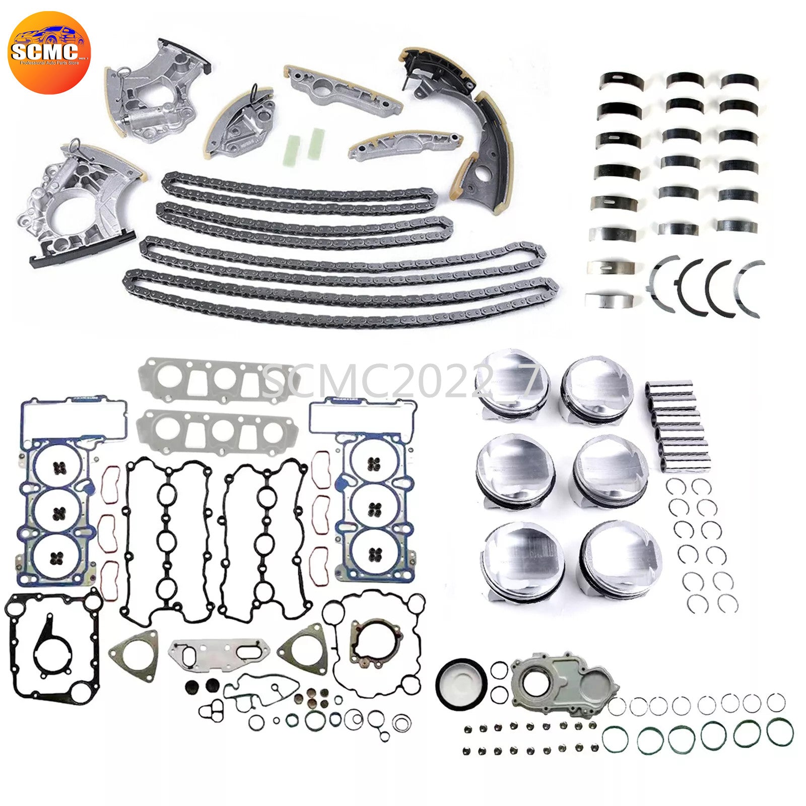 3.0T Engine Pistons Gaskets Overhaul Rebuild Kit for VW Touareg for Audi A5 A6 for A8 Q5