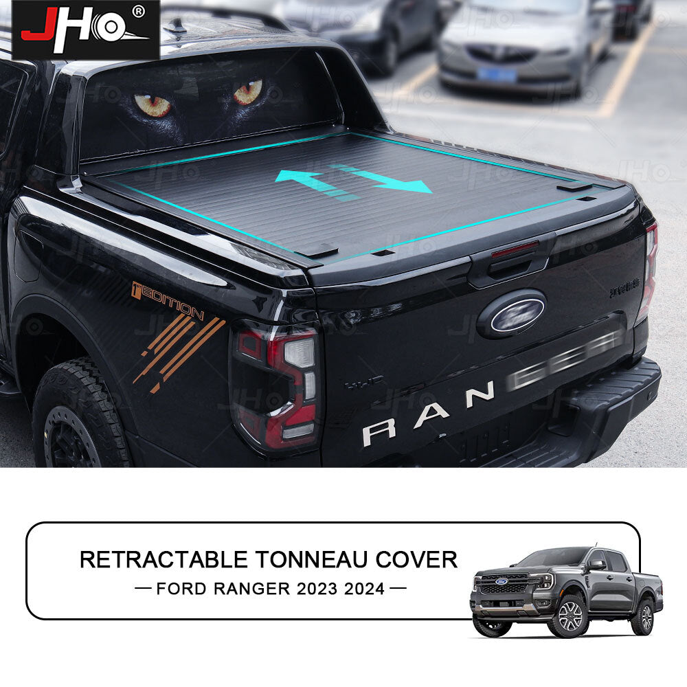 Manual Retractable Tonneau Cover Double-Locking Roll Cover For Ranger 2023 2024
