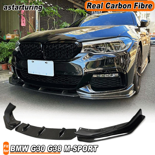 Real Carbon Fiber Front Bumper Lip Spoiler for BMW 5Series G30 G38 M-SPORT 17-20
