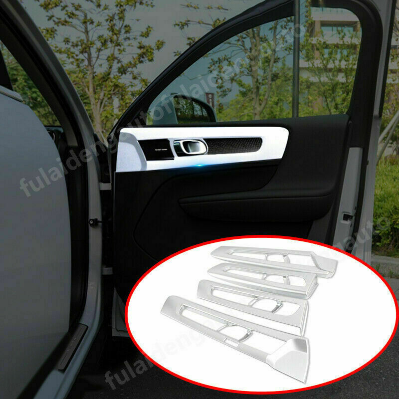 for Volvo XC40 2018-2022 Silver Interior Door Handle Bowl Panel Cover Decor Trim
