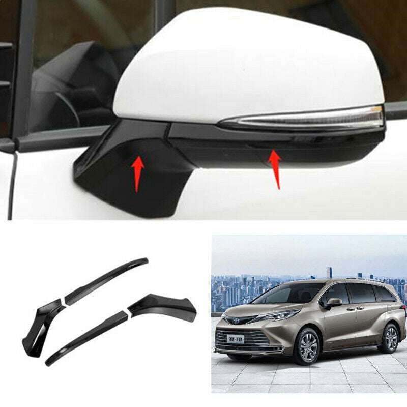 for Toyota for Sienna 2021-2023 Glossy Black Rearview Side Door Mirror Strips Trim