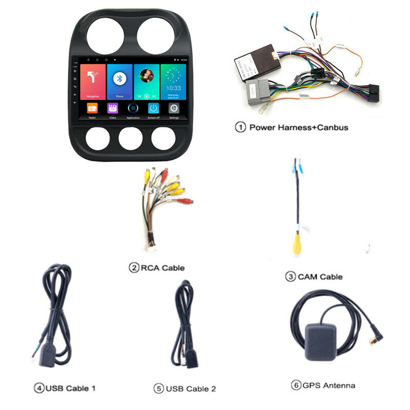 Car Android for Jeep Compass 10 - 16 Radio Multimedia Video Play Navigation GPS