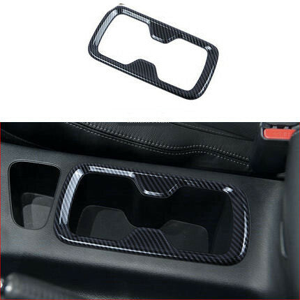 Carbon fiber black interior cup holder trim for Nissan Navara NP300 2015-2021
