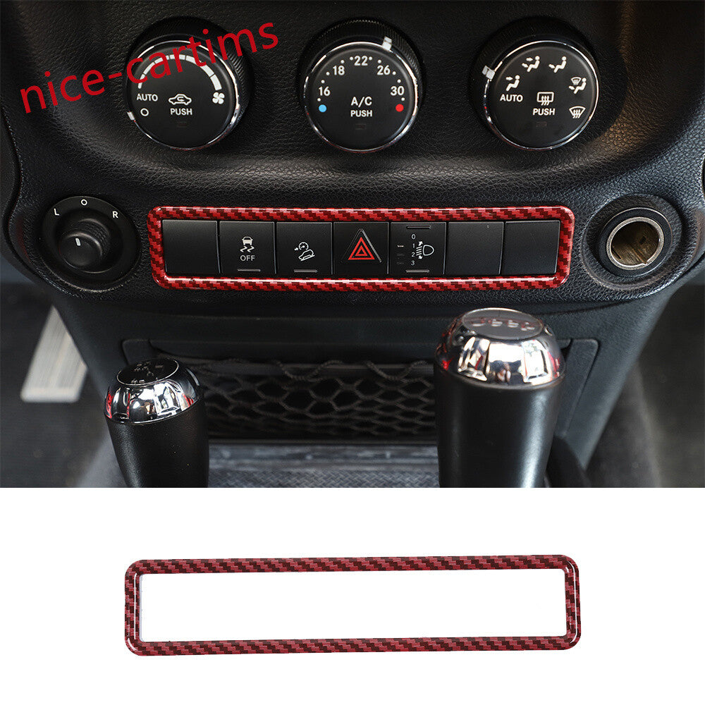 Red Carbon Fiber ABS Emergency Light Lamp Switch Trim for Jeep for Wrangler JK 11-17