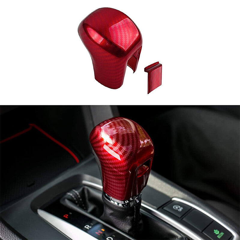 Red Carbon Fiber Interior Gear Shift Knob Head Cover Trim for Honda for Civic 2016-2021