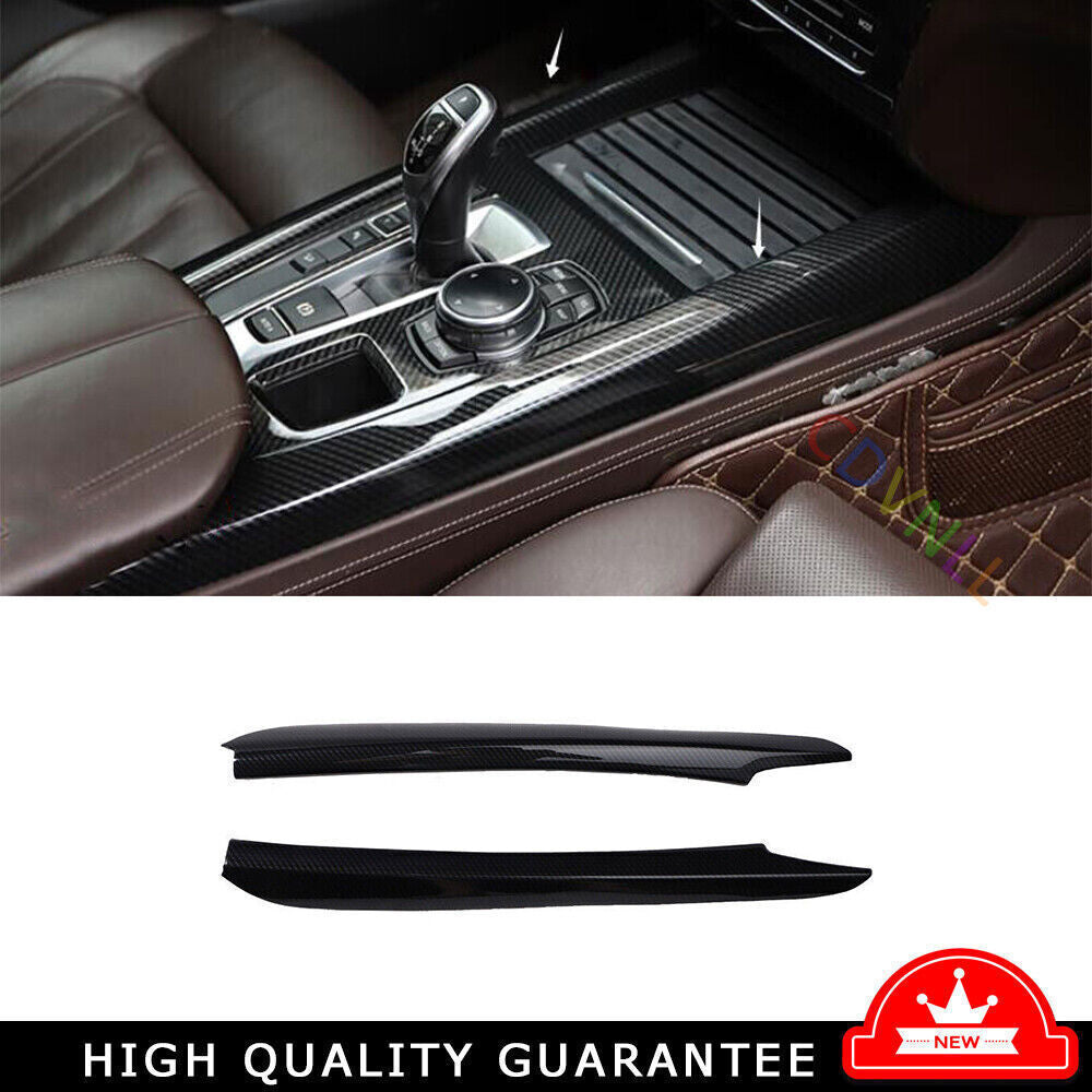 Gear Shift Both Side Cover Trim 2P for BMW X5 X6 F15 F16 2014-2018 Carbon Fiber