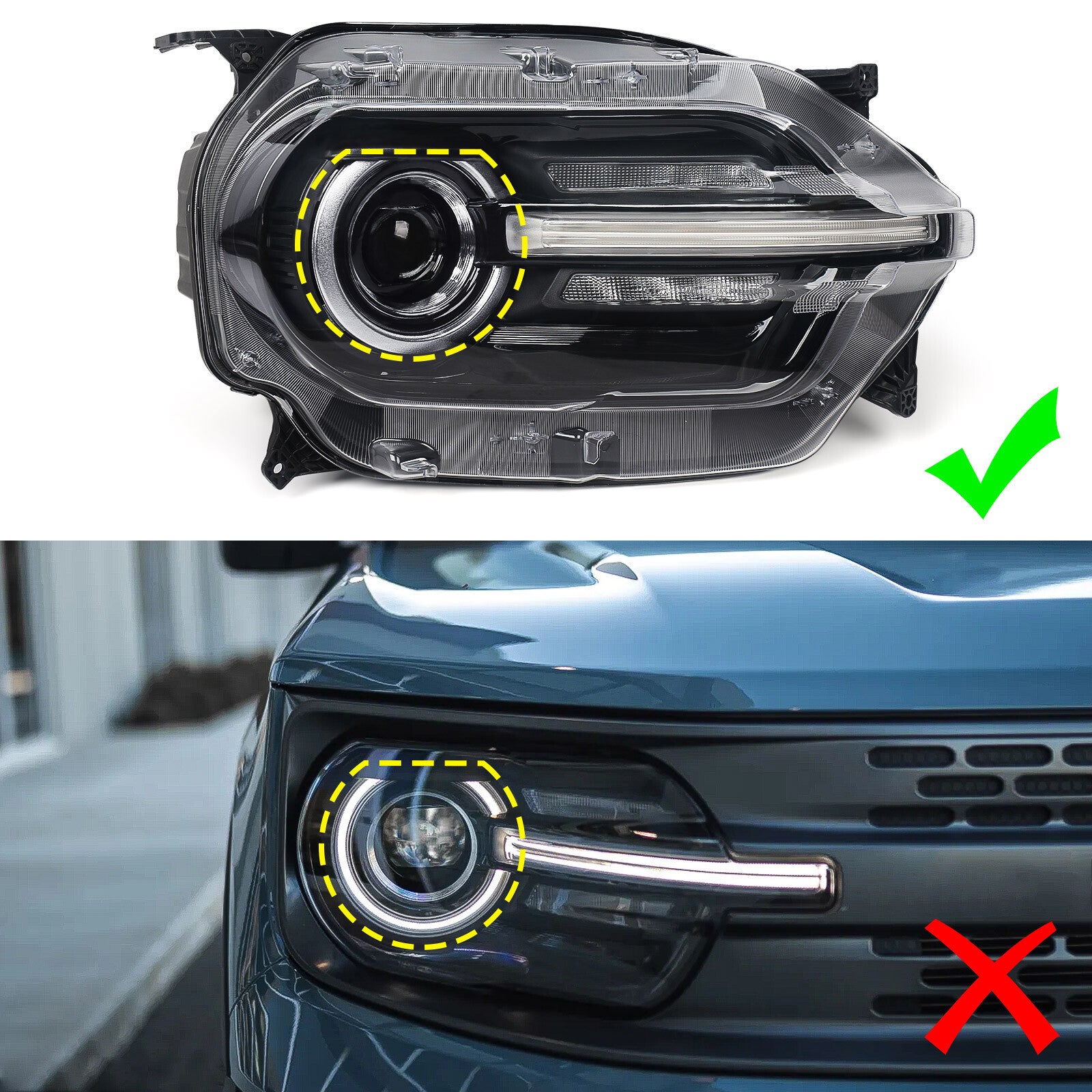 Suitable for 2021-2024 for Ford for Mustang Sport with LED Signature Projector Headlights for Passengers
