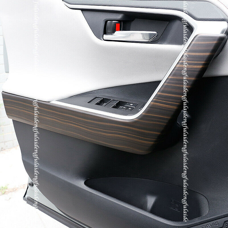 for Toyota RAV4 2019-2024 Wood Grain Inner Door Lower Armrest Decor Panel Covers
