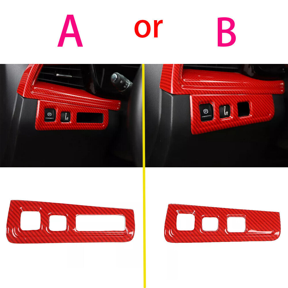 for Cadillac XT5 2017-24 Red Carbon Fiber Headlight Control Button Frame Trim 1P