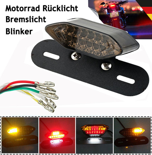 Smoke LED Rear Brake Light Turn Signal Stop Brake Universal License Plate