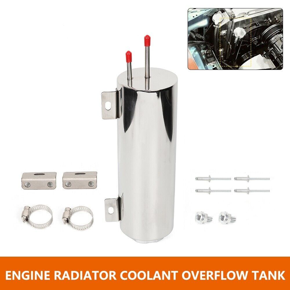 3x10 Polished Stainless Steel Radiator Coolant Overflow Catch Puke Tank 32OZ