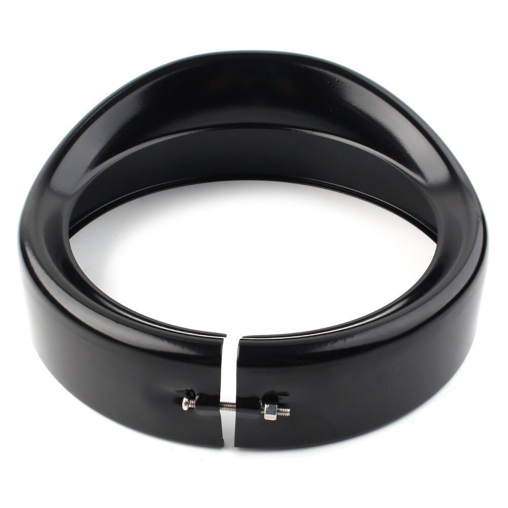 Black 7 Headlight Passing Lights Lamps Trim Ring Bezel Visor Cover for Harley