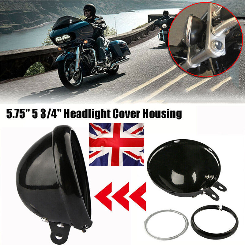 5-3/4 Motorcycle Headlight Bowl Shell Case Cap Cover Replacement Universal