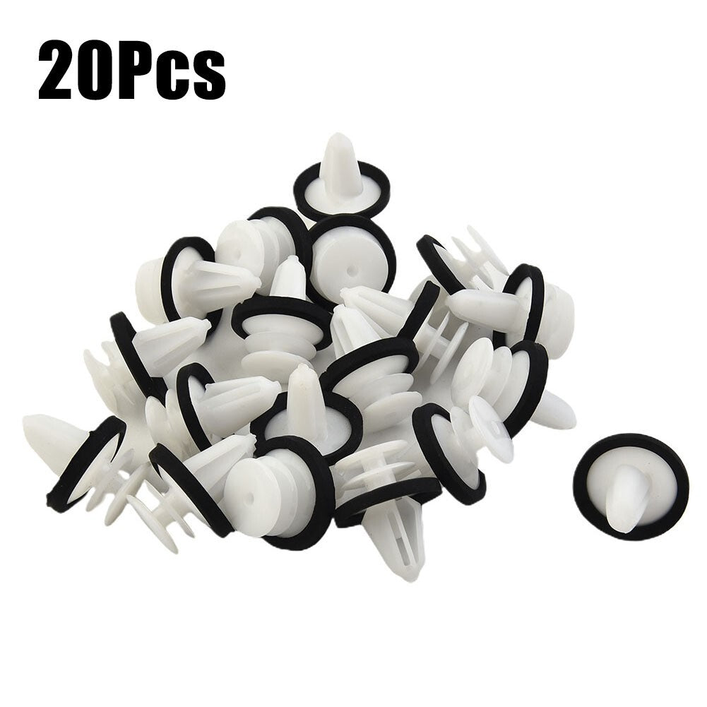 Decorative panel clip molded plastic retainer, side white with seal, 20 pieces