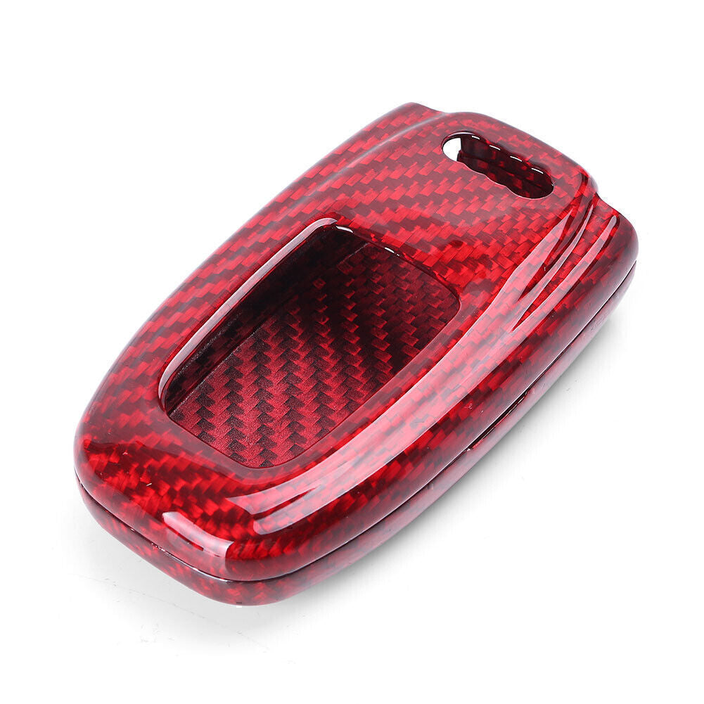Carbon Fiber Shell Remote Keyless for Smart Key Cover Fit for Audi A3 A4 A5 A6 A7 for A8 Red