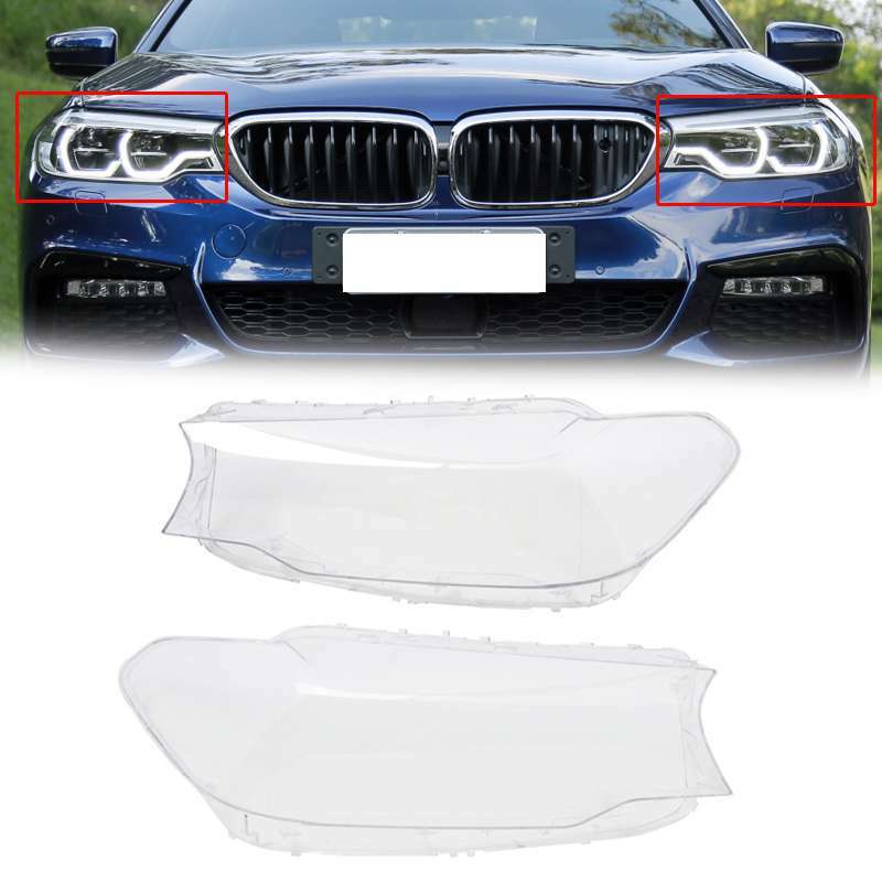 A pair of headlight lens covers suitable for BMW 5 Series G30, G31, G38 (2017/2018-).