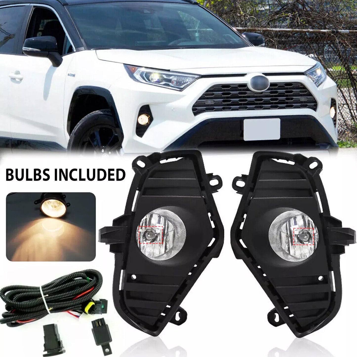 LHRH Bumper Fog Lights Driving Lamps Wiring Switch For 2019-2024 for Toyota RAV4