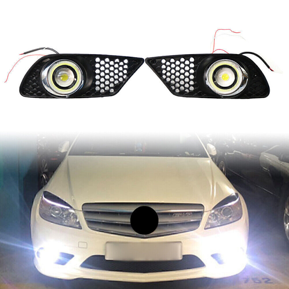 Front Bumper Fog Light Grill Trim w/ Light Fit for Mercedes-Benz C CLASS W204 08-10