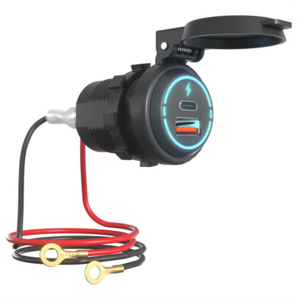 Car Charger Cigarette Lighter Socket Charging Power Outlet Dual USB Type-C Port