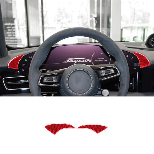 2x red carbon fiber dashboard side trim for Porsche Taycan 2019-2022