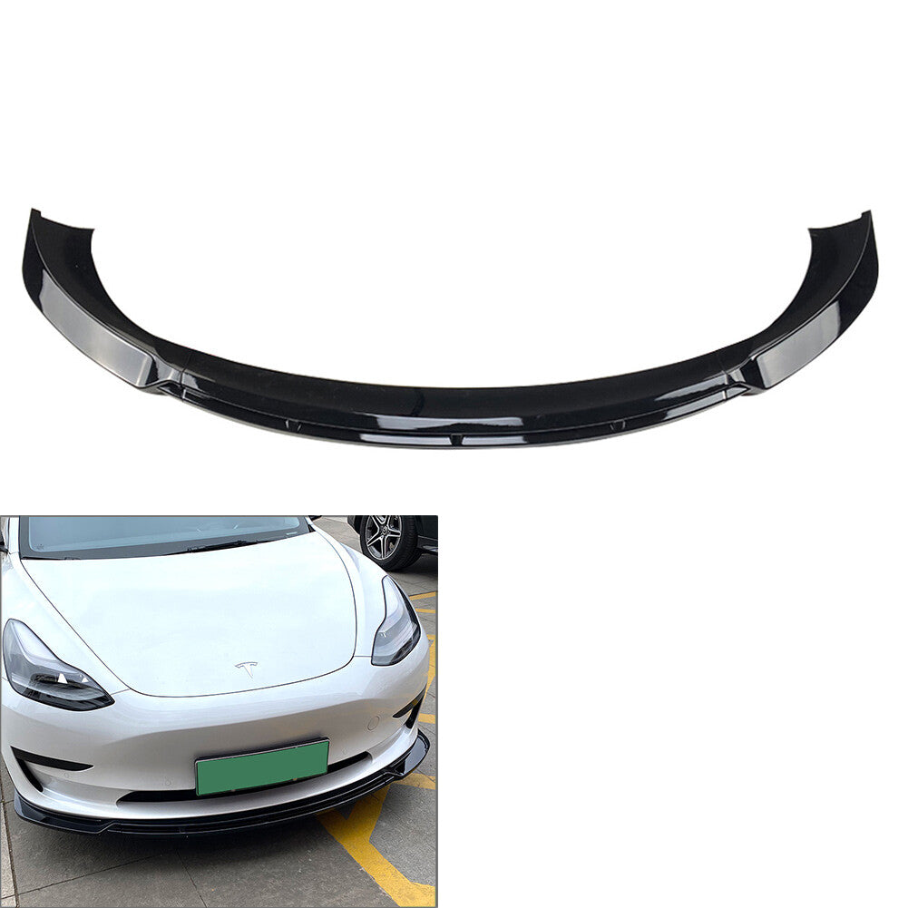 Front Bumper Lip Chin Spoiler Splitter Glossy Black Fit for Tesla Model 3 2017-2021